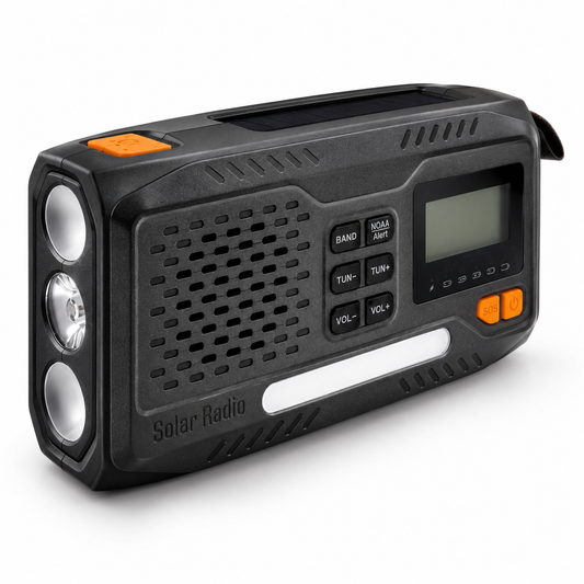 Solar Hand Crank Radio with Flashlight and Camp Light