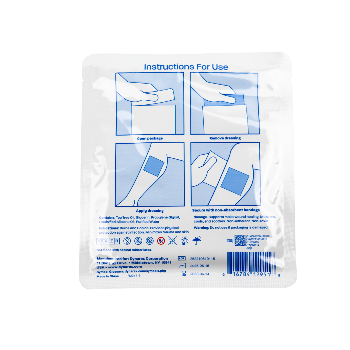 Dynarex XeroBurn™ Sterile Burn Dressing – 4” x 4”